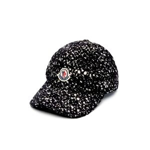 Moncler Boucle speckled logo patch wool blend baseball hat.